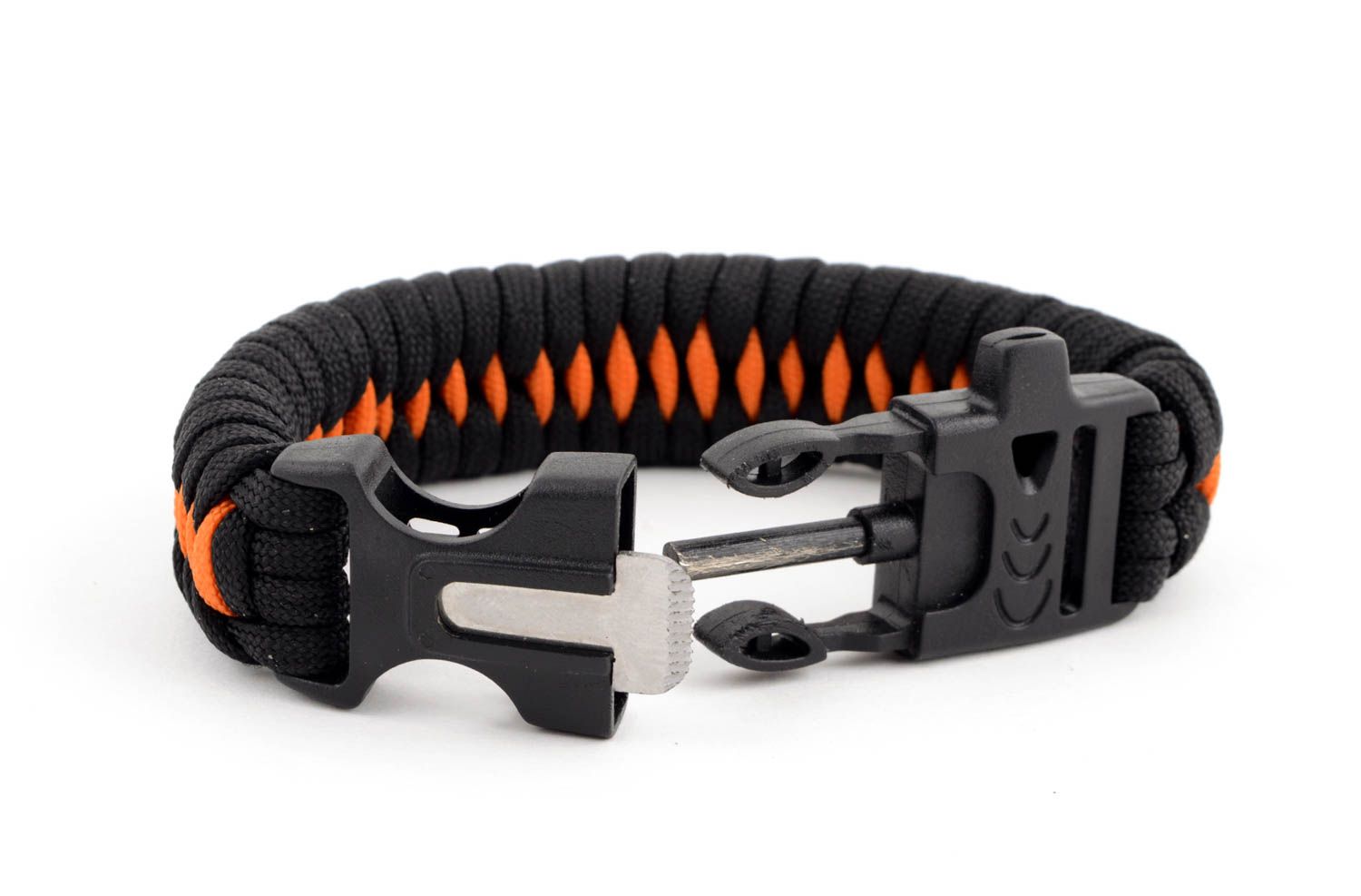 Handmade Paracord Armband schwarz orange Accessoire für Männer Survival Armband foto 3