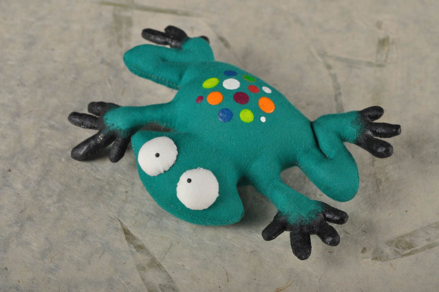 Handmade Kuscheltier Frosch grell Stoff Spielzeug Geschenk für Kinder  foto 1