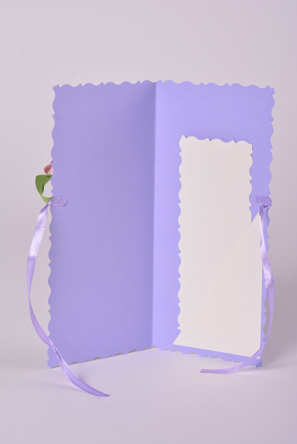 Carte de voeux fait main bleu ciel en carton avec rose Cadeau original photo 4
