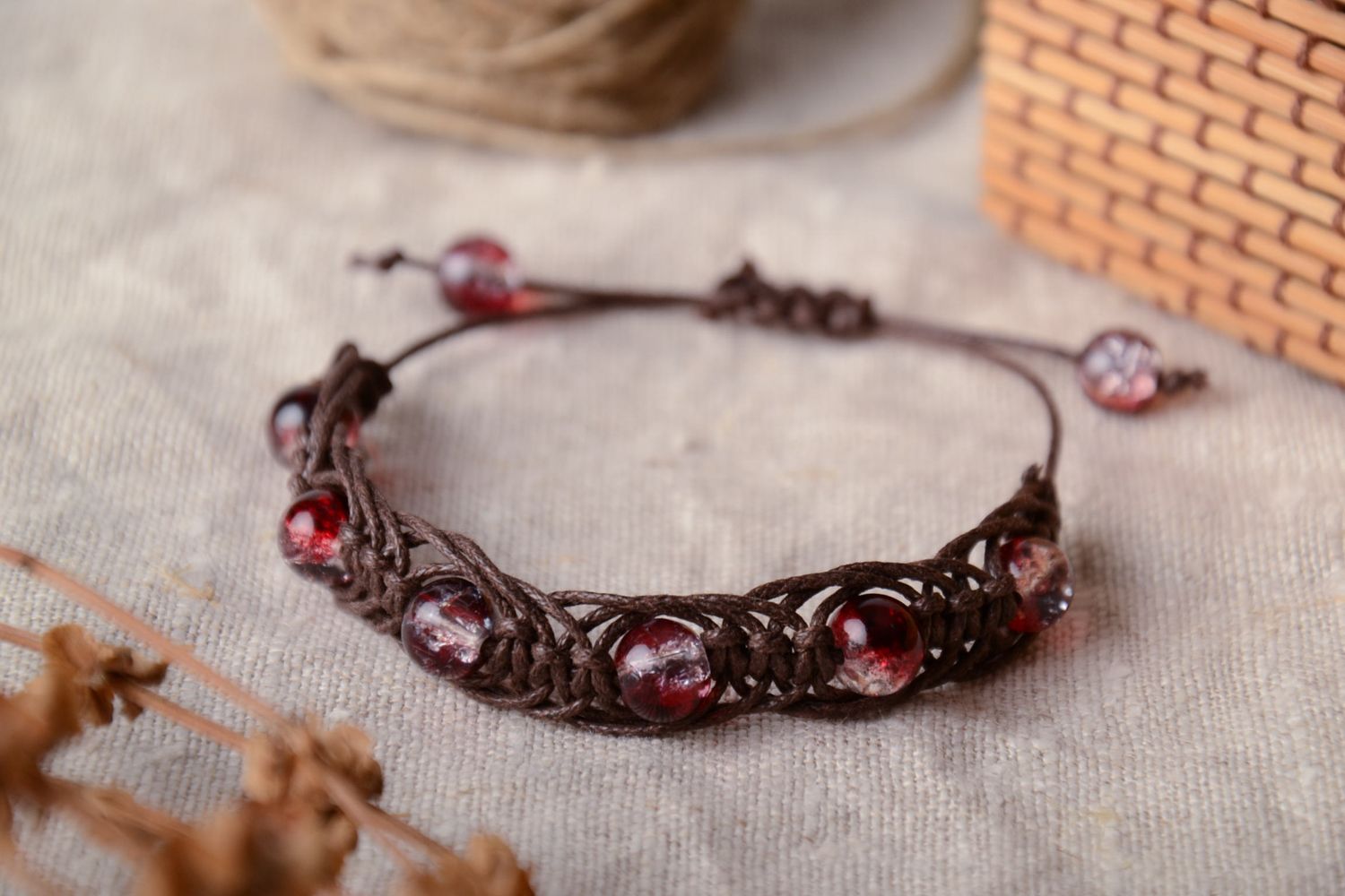 Handmade bracelet with glass beads photo 1