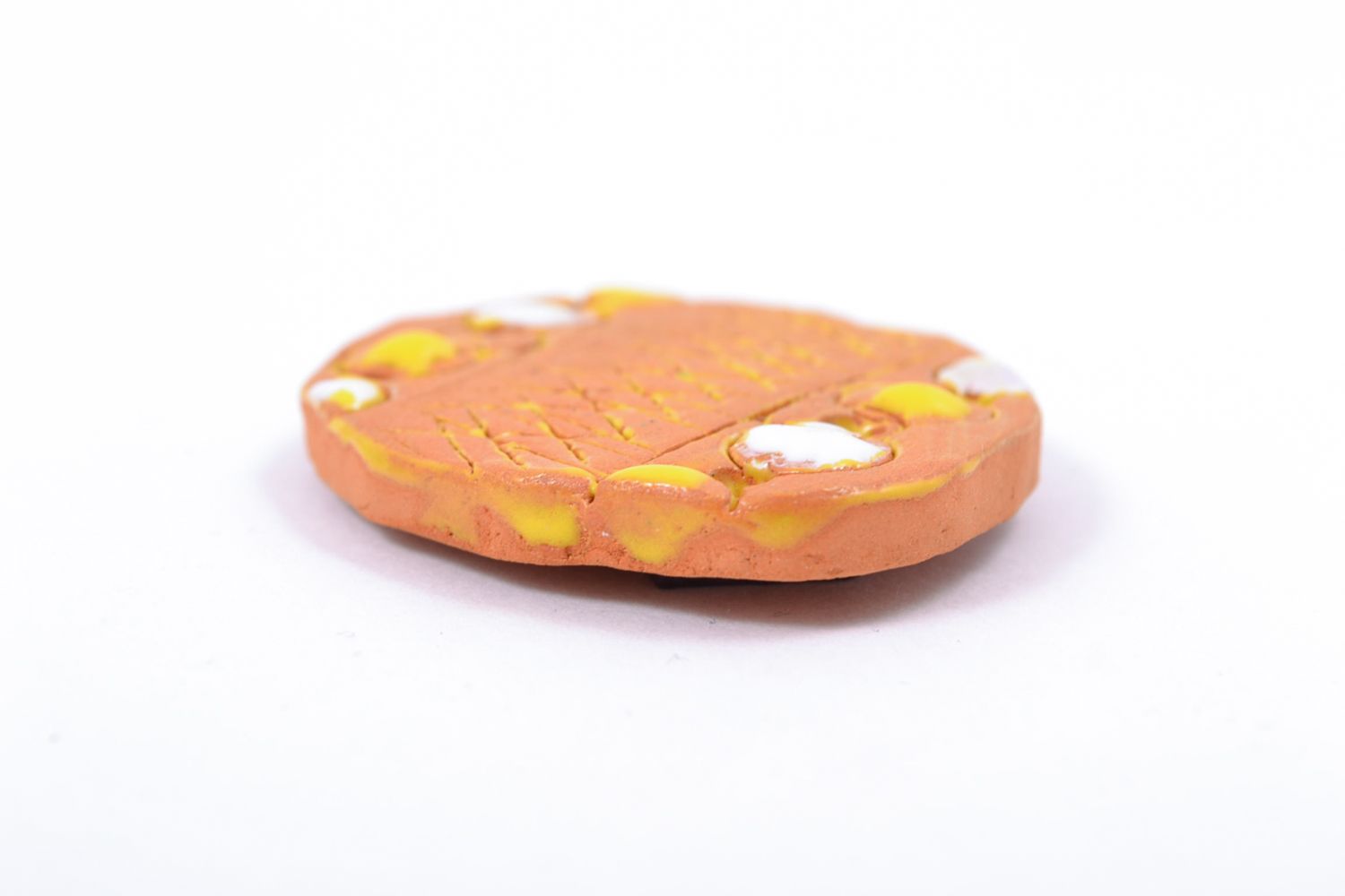Petit magnet en céramique pour réfrigérateur brun ovale peint à l'acrylique photo 4