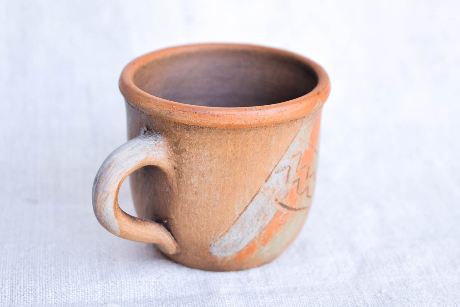 3,3 oz ceramic drinking cup in Italian style with handle photo 3