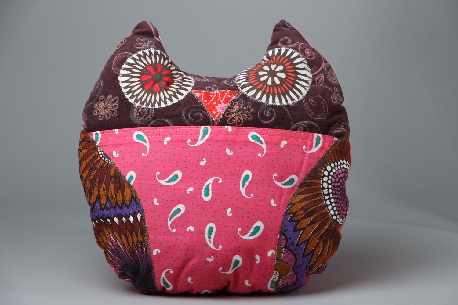 Homemade bright cushion Pink Owl photo 1