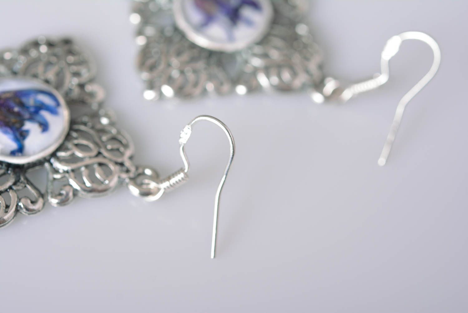 Handmade accessories epoxy earrings metal earrings epoxy items flower earrings photo 3