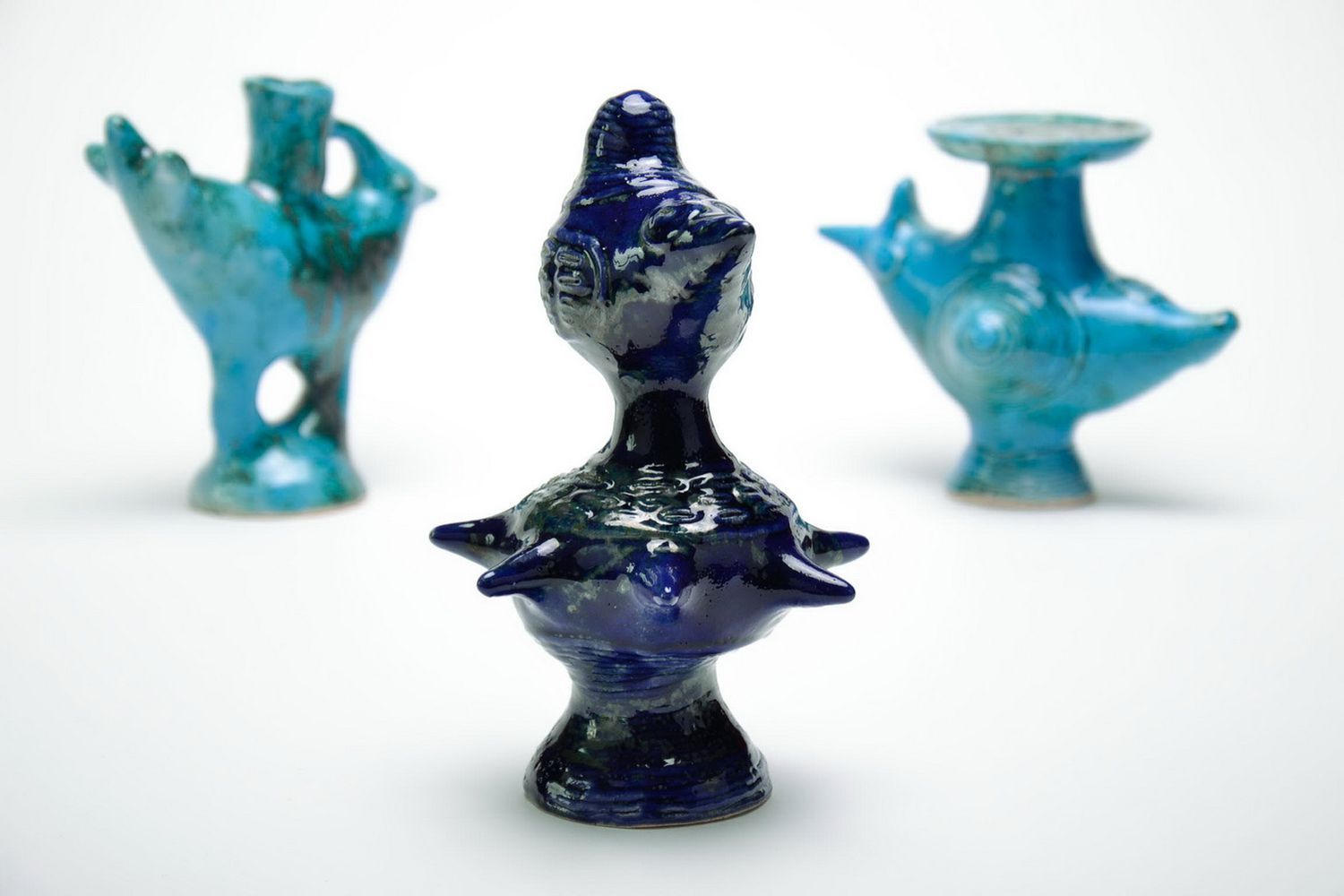 Silbato azul de cerámica foto 4