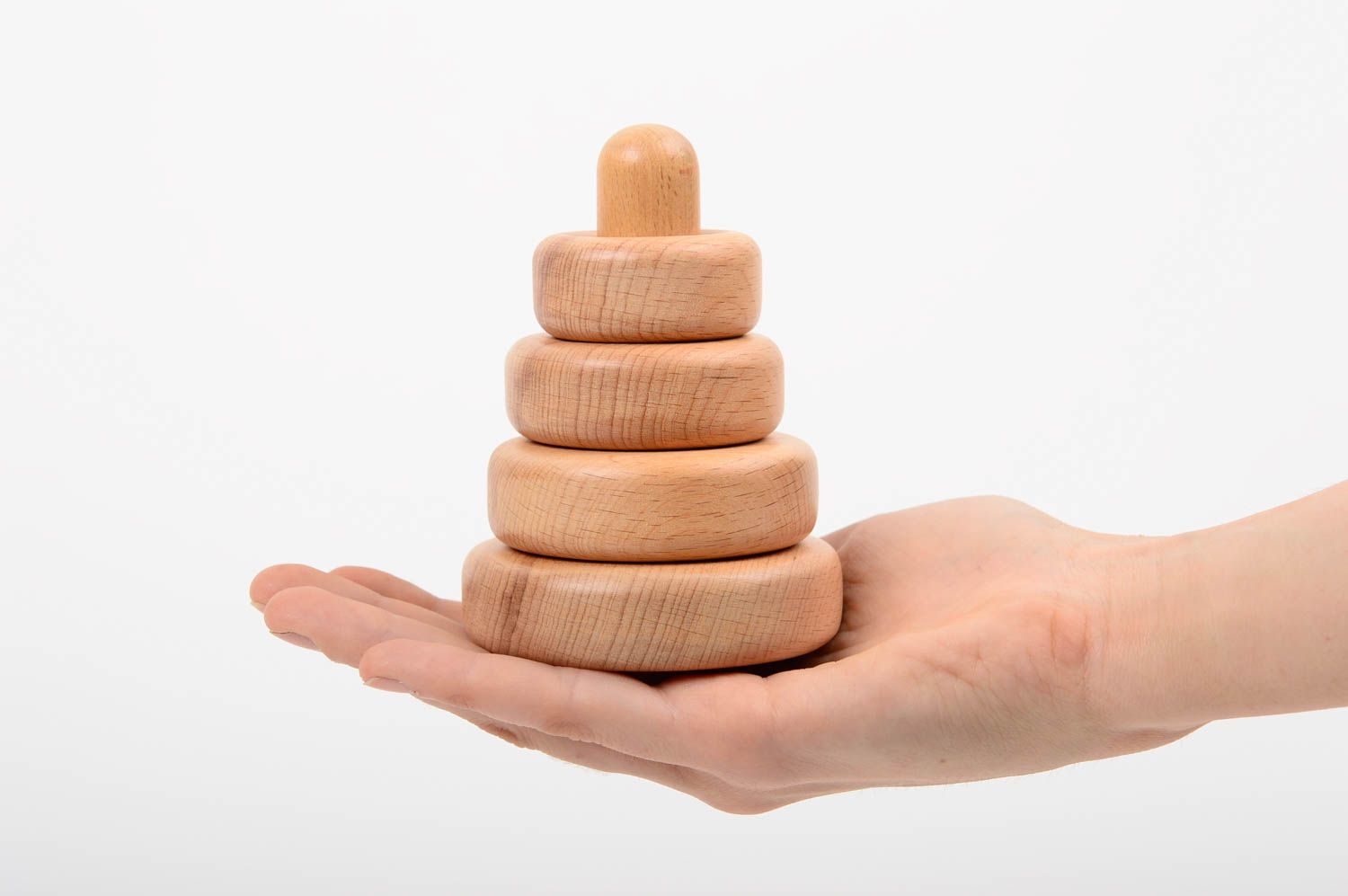 Developing wooden toy handmade toy for little kids unusual cute pyramid photo 3