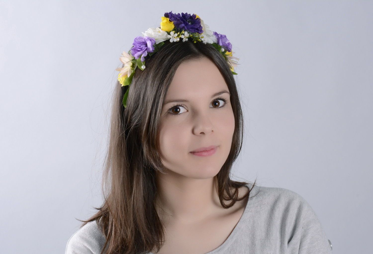 Handgemachter Haarreif Violette Blumen foto 1