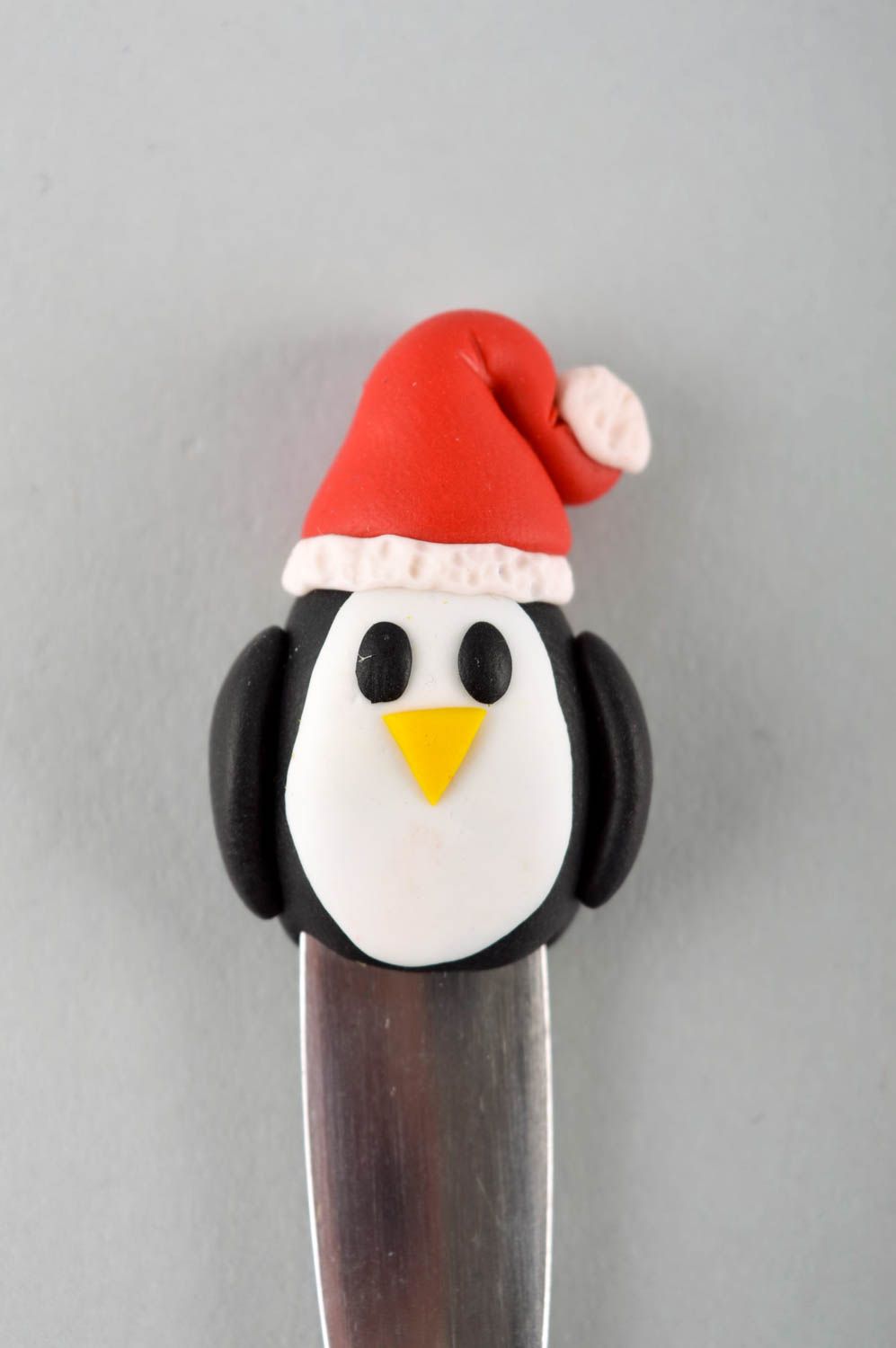 Cuchara artesanal con pingüino regalo original utensilio de cocina metálico foto 2