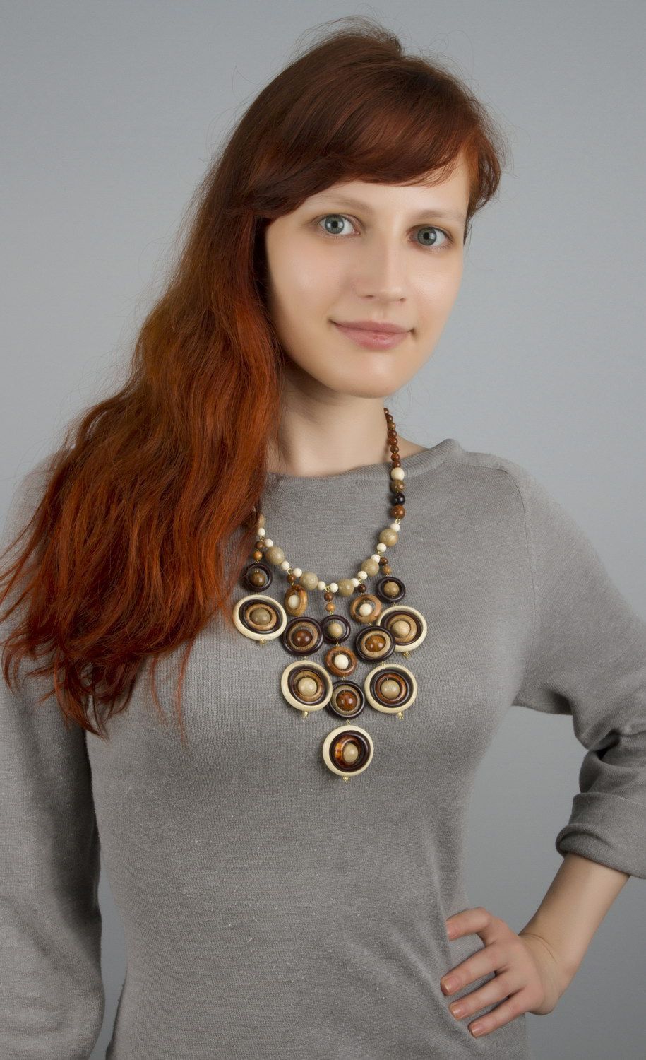 Wooden necklace with clasp photo 5