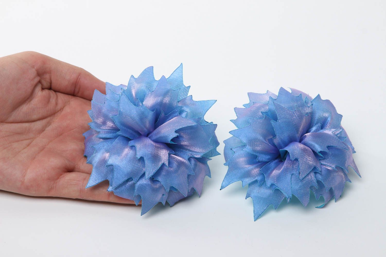 Handmade Schmuck lila blau Haargummi für Kind stilvoll Blumen Haargummi schön foto 5