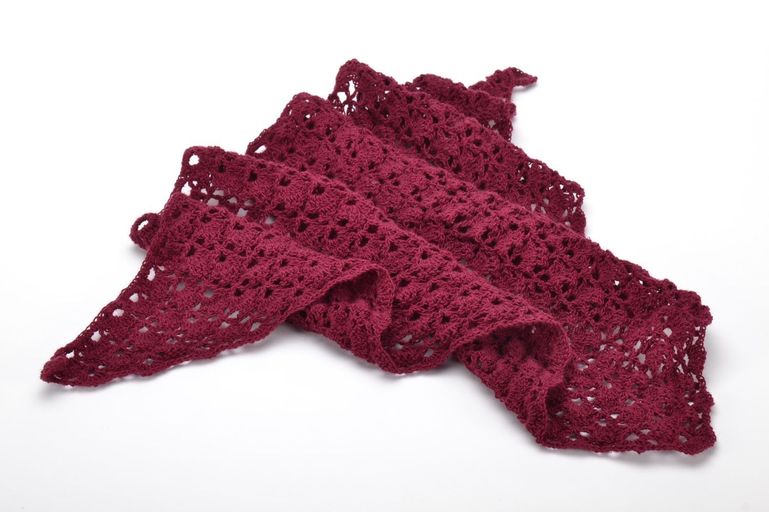 Écharpe tricotée au crochet baktus Bordeaux   photo 3