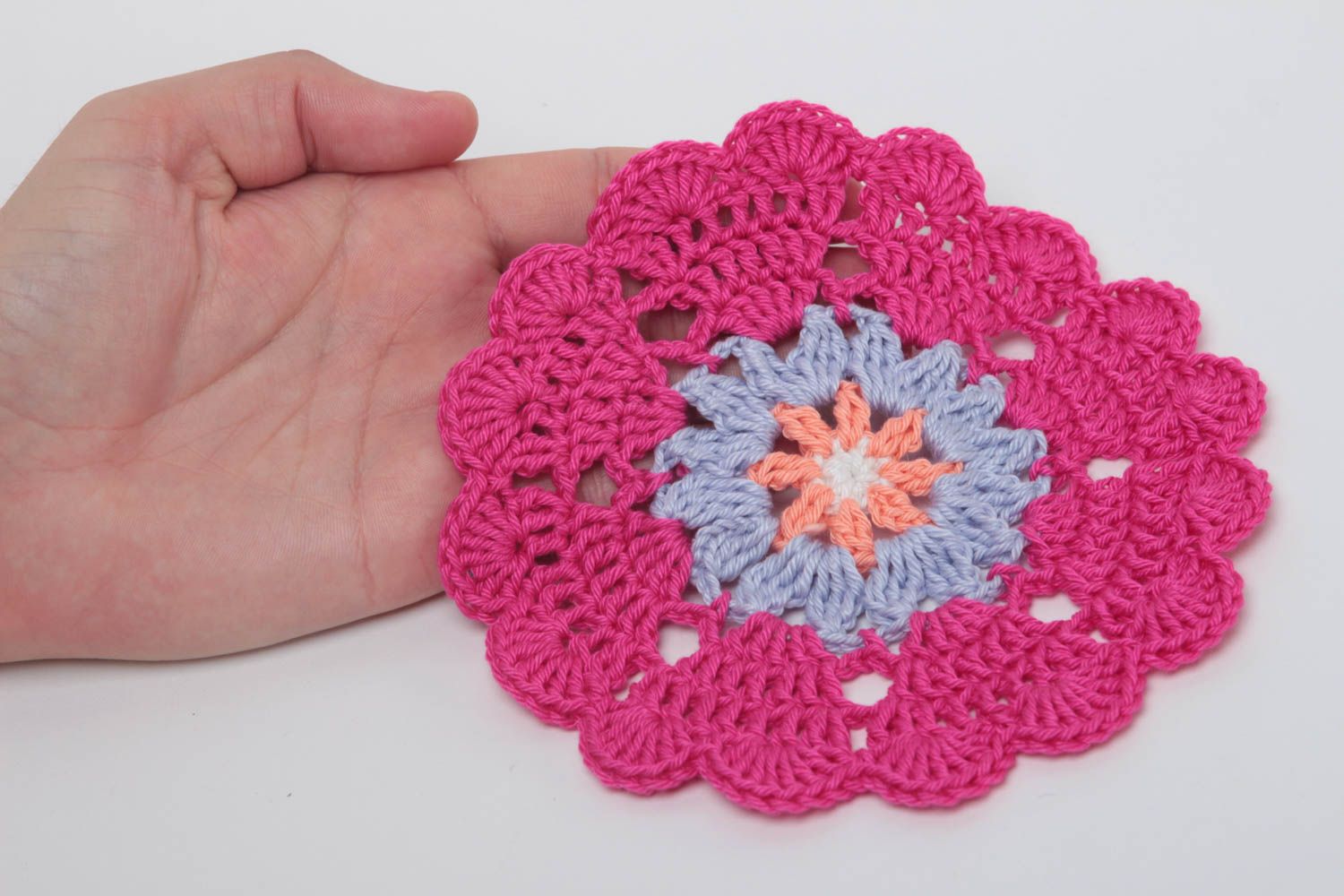 Unusual handmade pot holder round crochet potholder kitchen design gift ideas photo 5