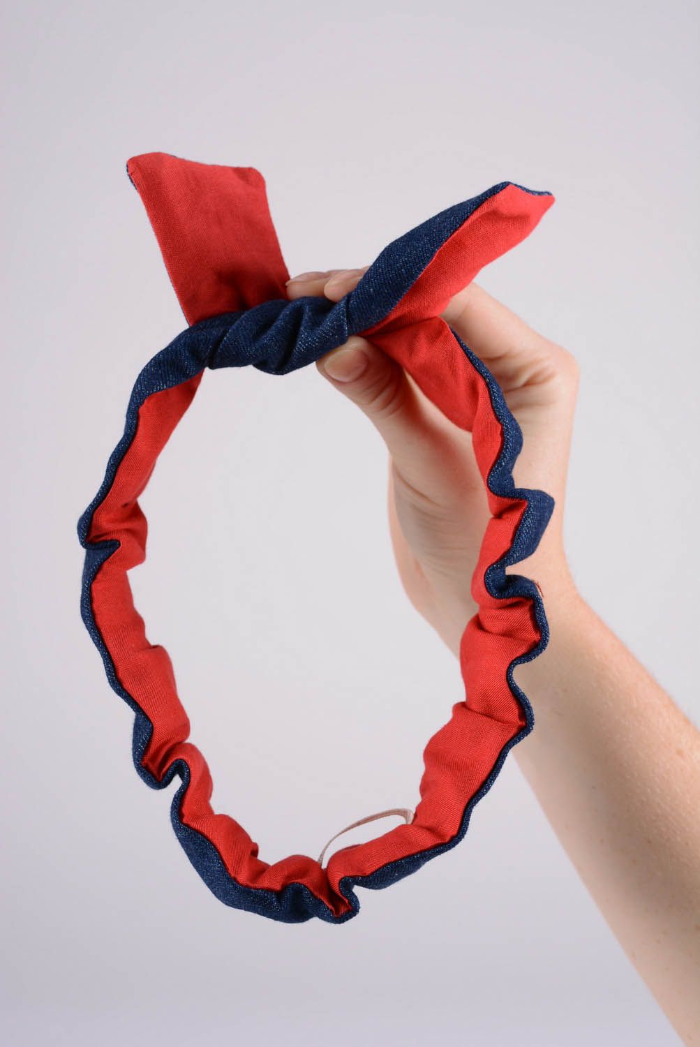 Rot-dunkelblaues Haarband handmade foto 2