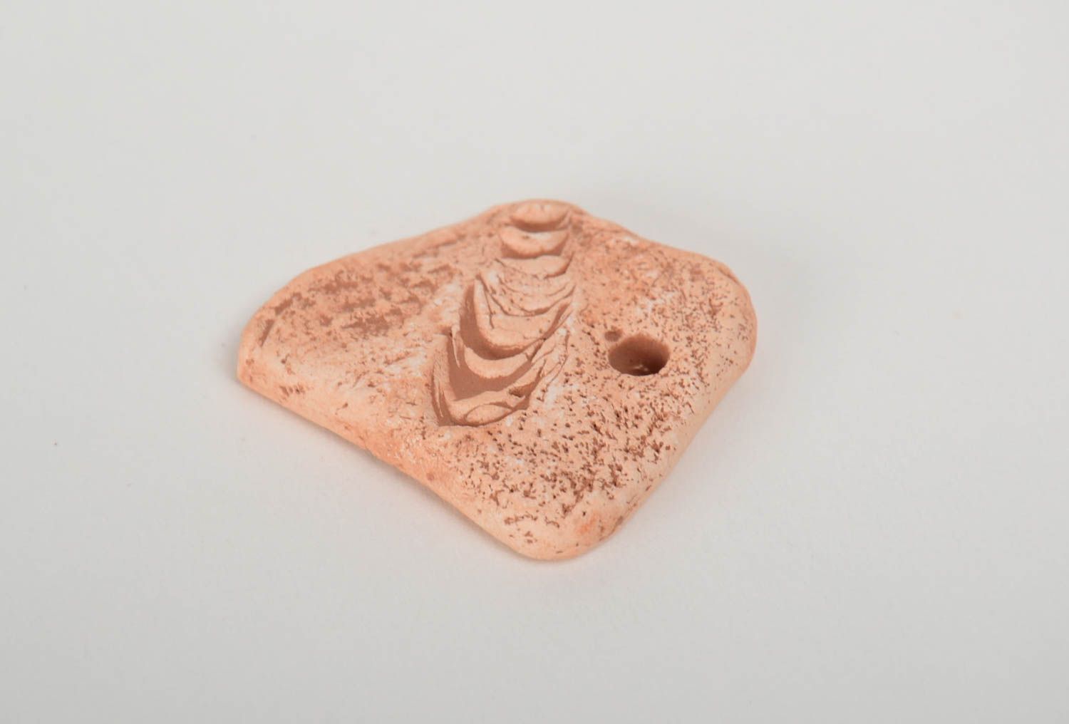 Small handmade ceramic blank pendant of unusual shape DIY jewelry  photo 4