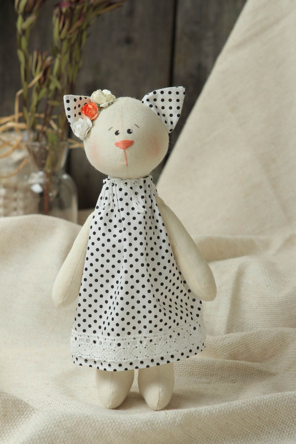 Juguete artesanal de tela de algodón muñeca de peluche regalo original foto 1