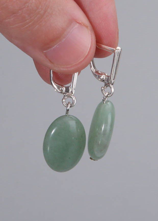Silver earrings with jade photo 2