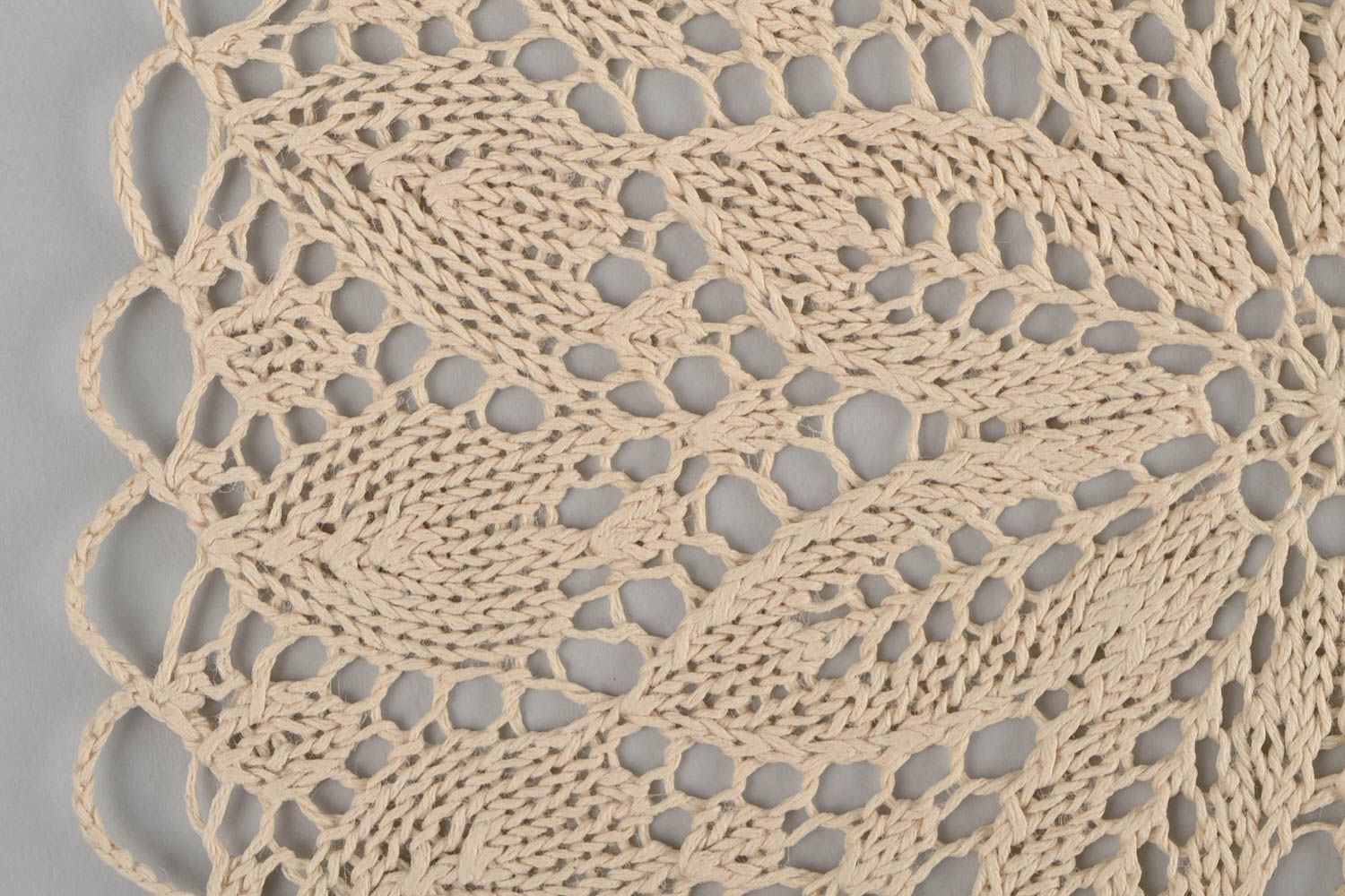 Napperon beige fait main Textile de table tricoté petit rond Déco maison photo 4