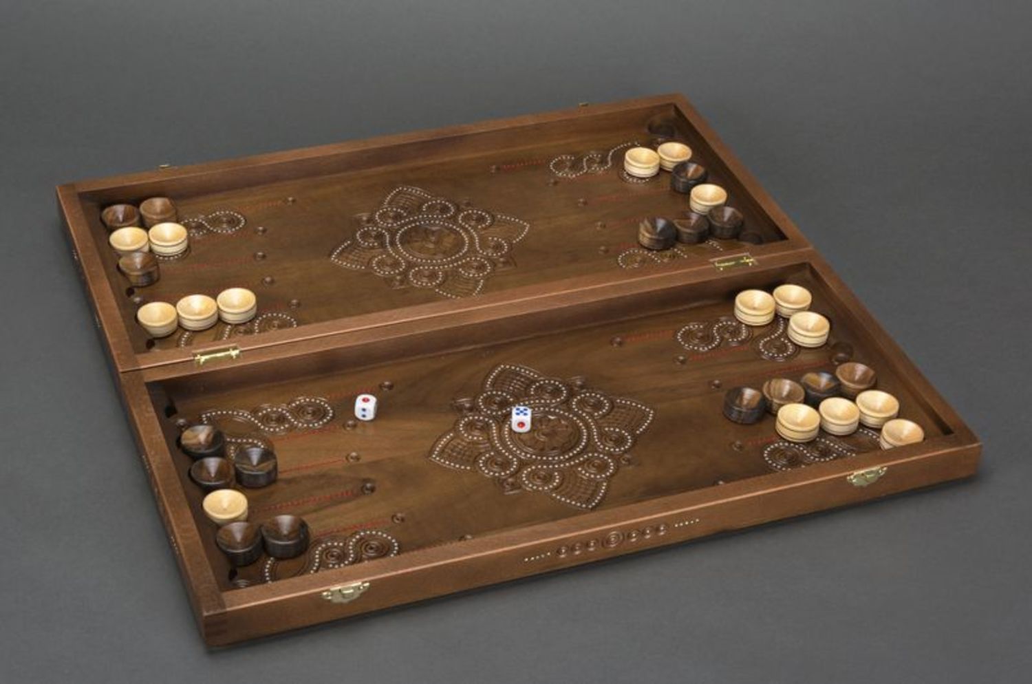 Carved wooden backgammon photo 2