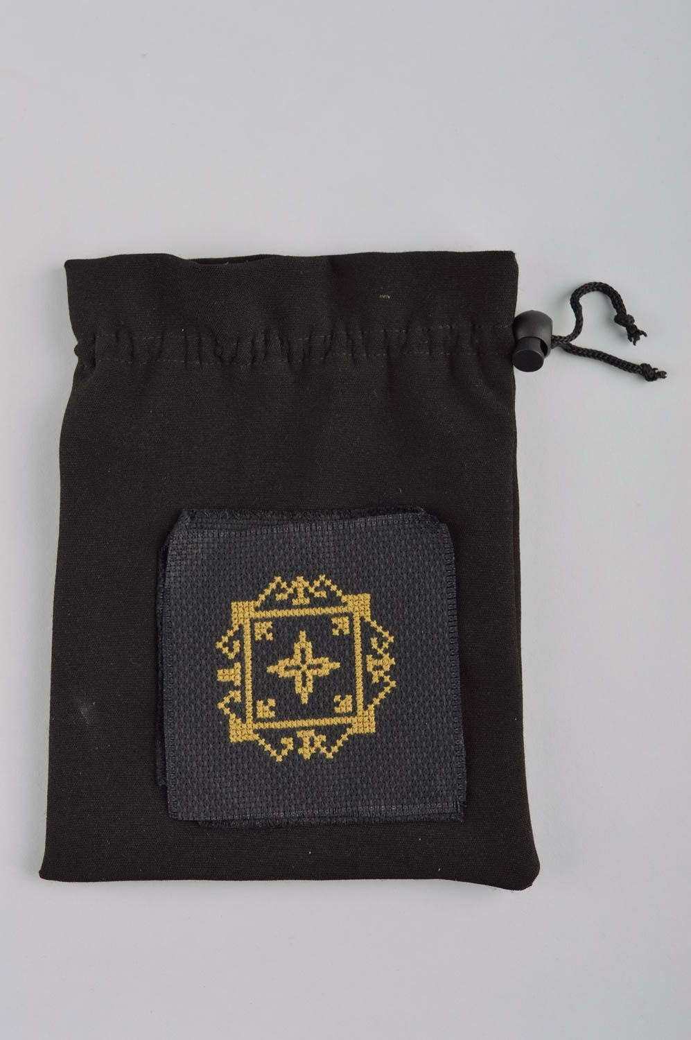 Женский кошелек мешочек для монет ручной работы кошелек из ткани черный фото 2