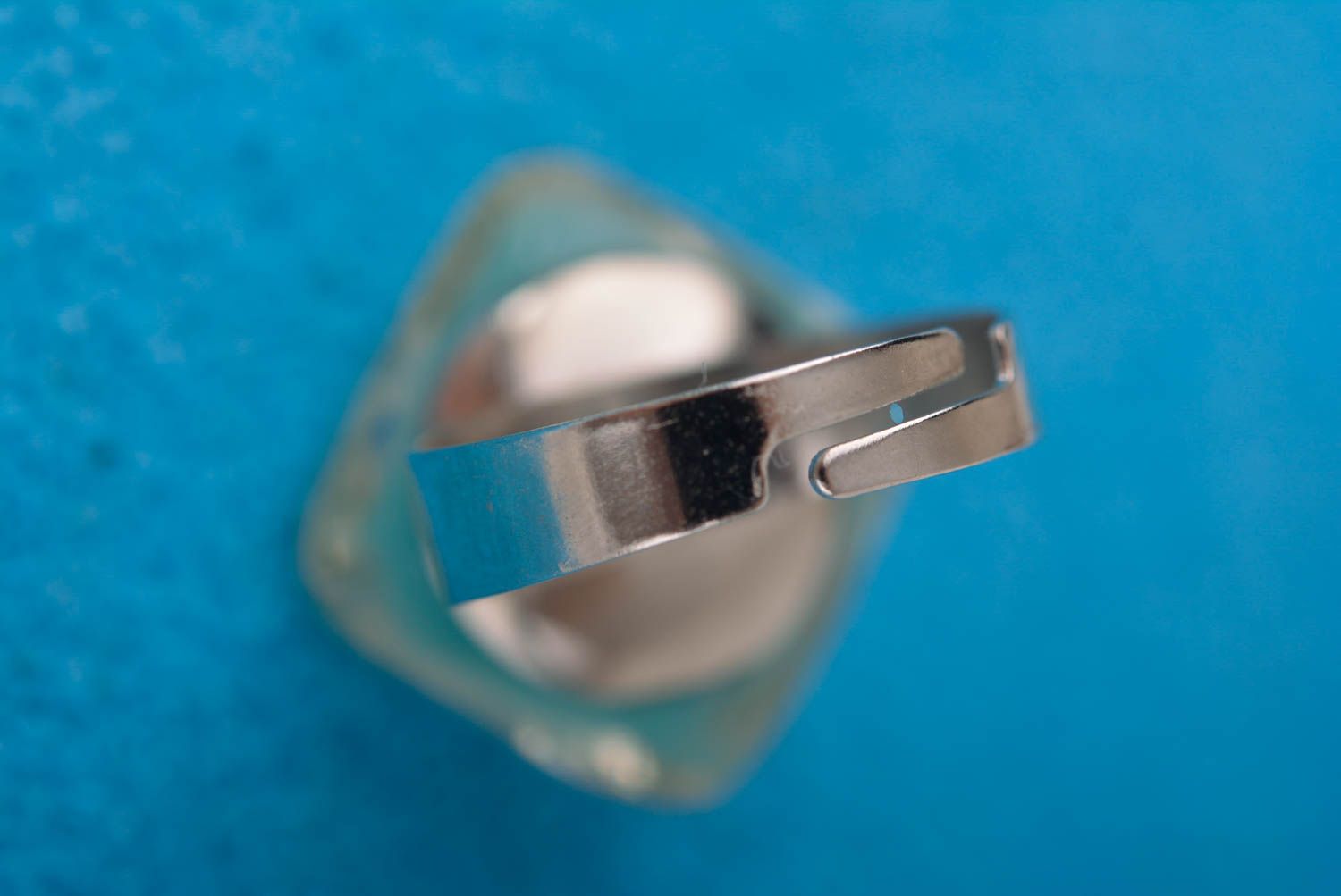 Кольцо ручной работы кольцо из эпоксидной смолы женское кольцо бирюзовое фото 3