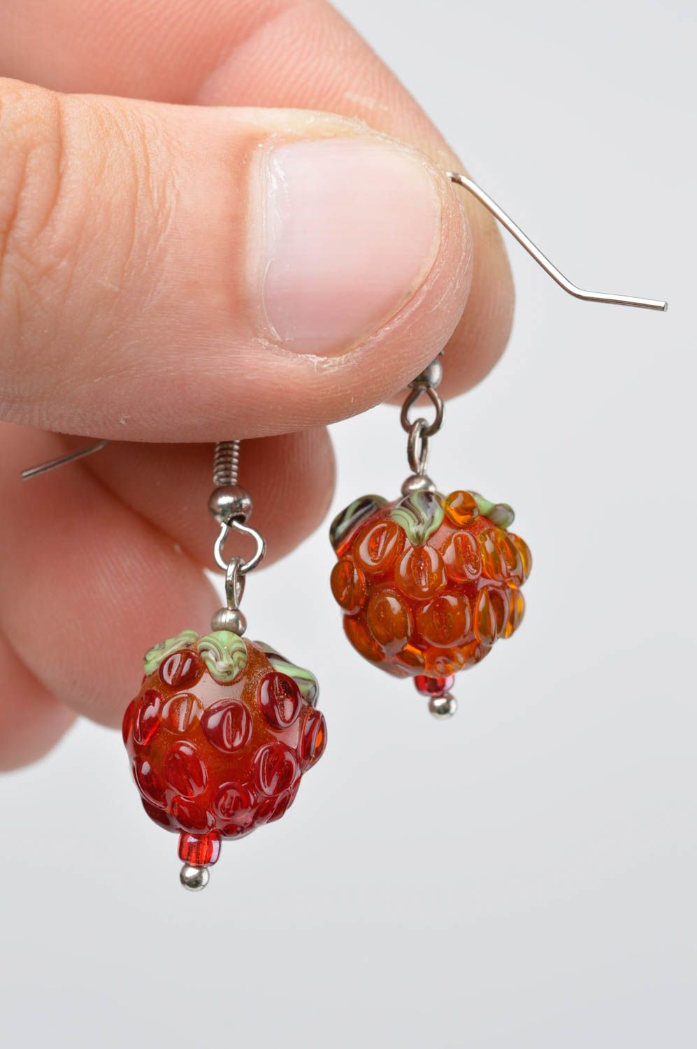 Unusual handmade glass earrings stylish lampwork earrings design cool jewelry photo 5
