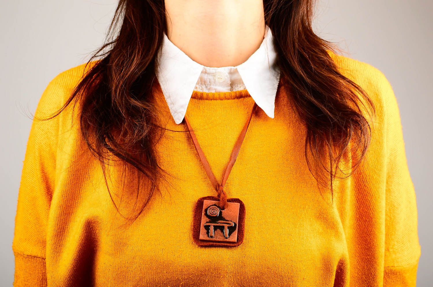 Orange Ton Modeschmuck Anhänger handmade Designer Schmuck Accessoire für Frauen foto 2