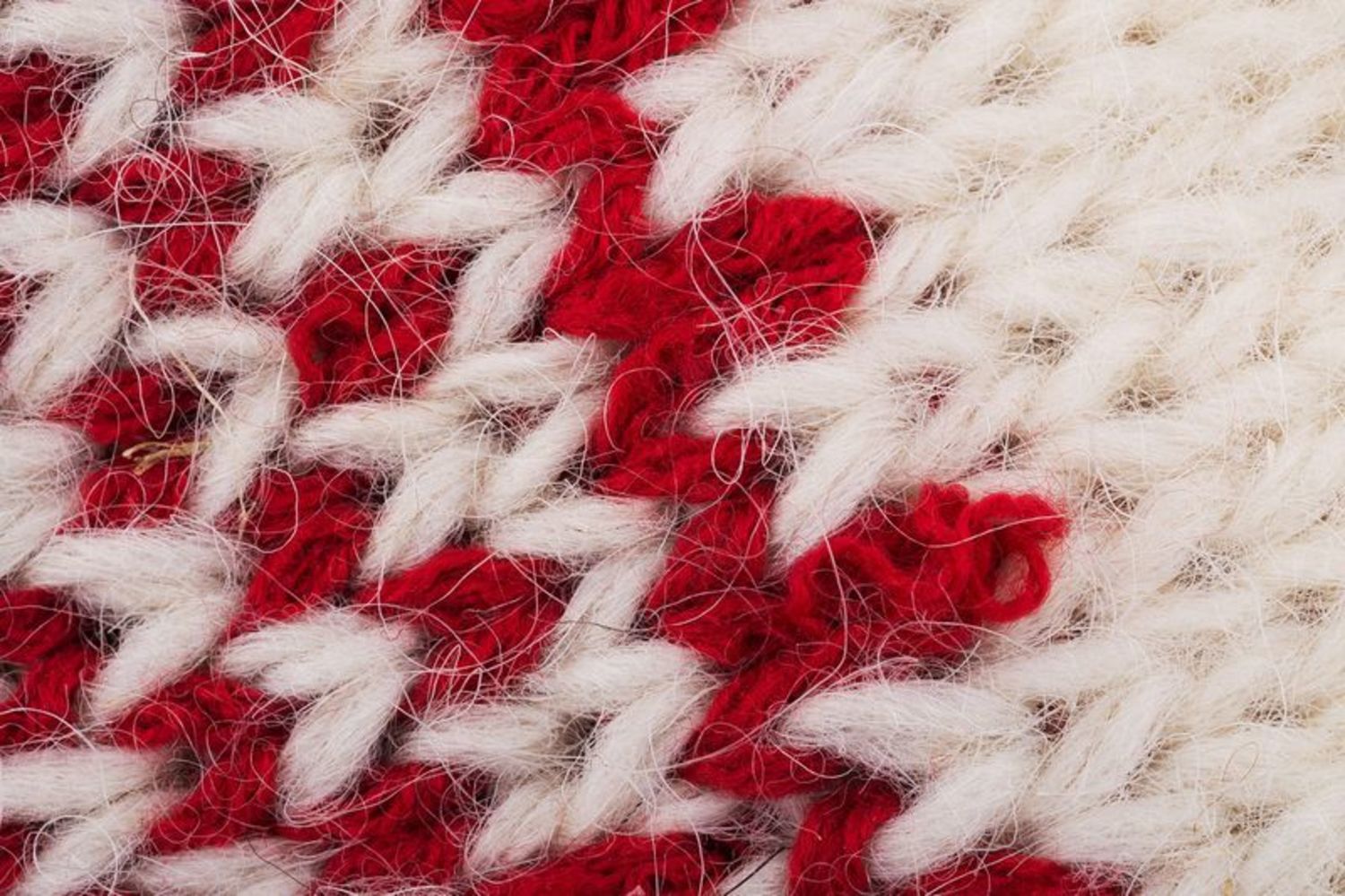 White woolen mittens with red ornament photo 4