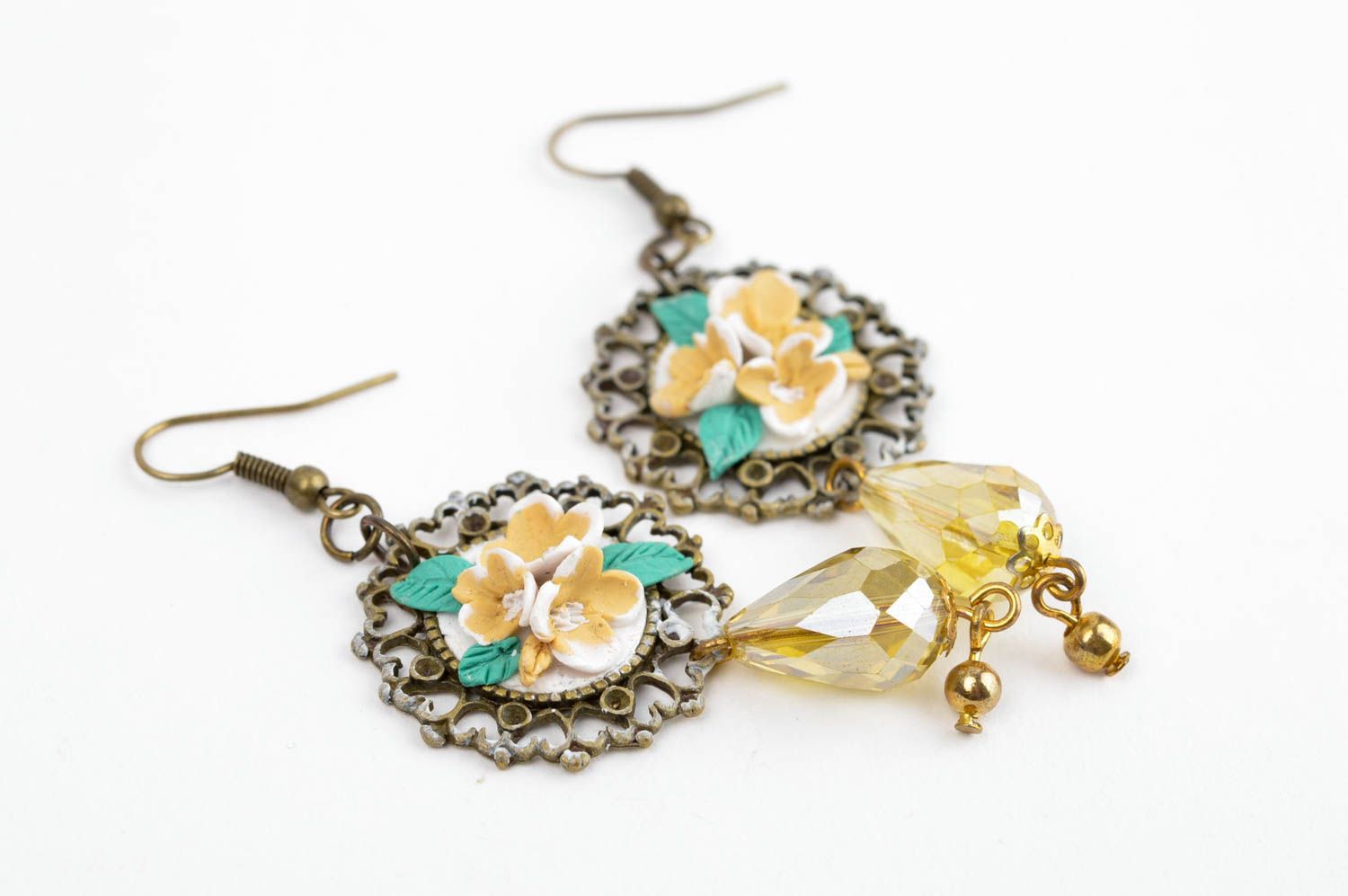 Elegant unusual necklace handmade stylish earrings beautiful jewelry photo 3