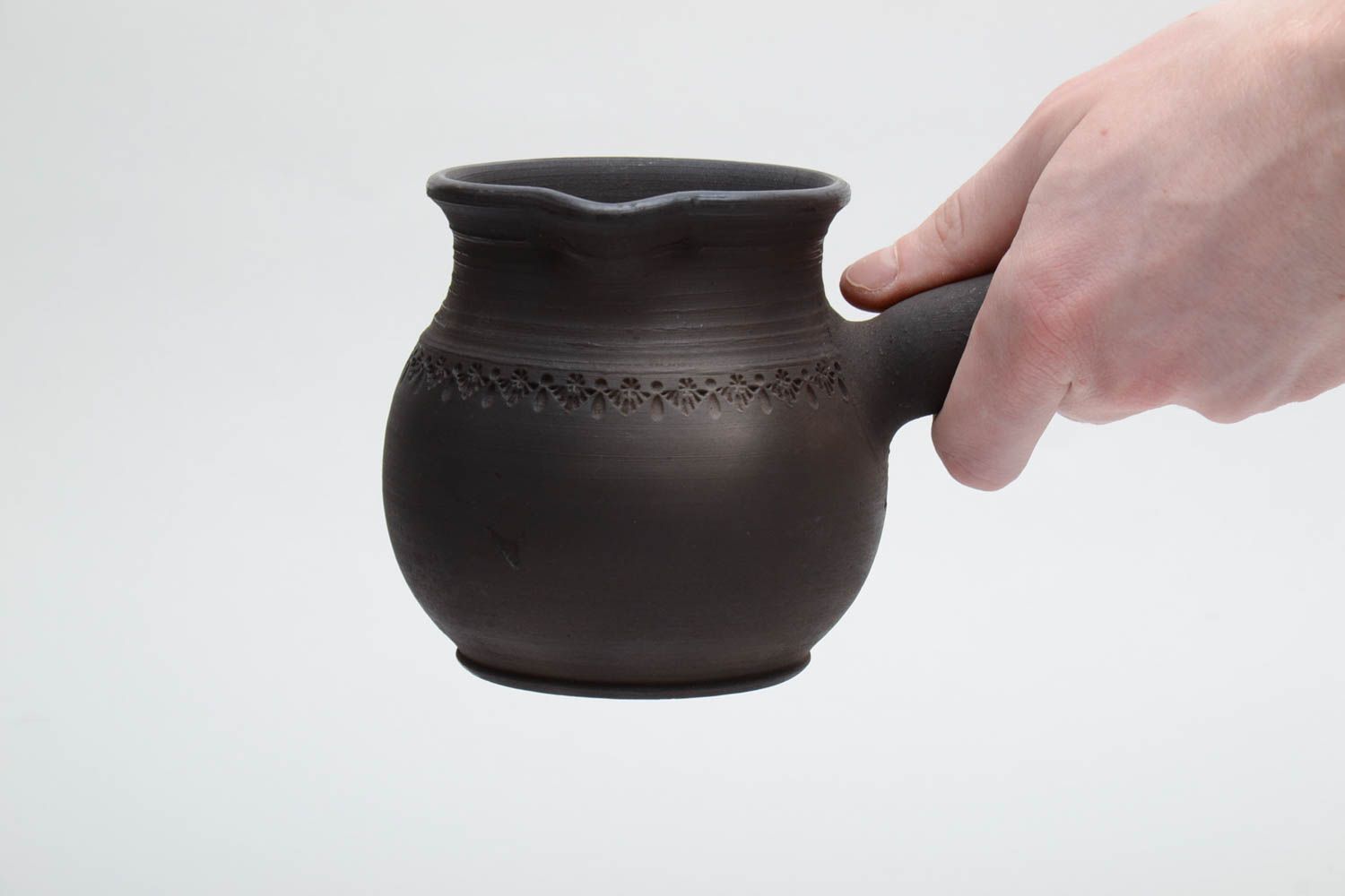 Глиняная турка чернодымленая керамика фото 5
