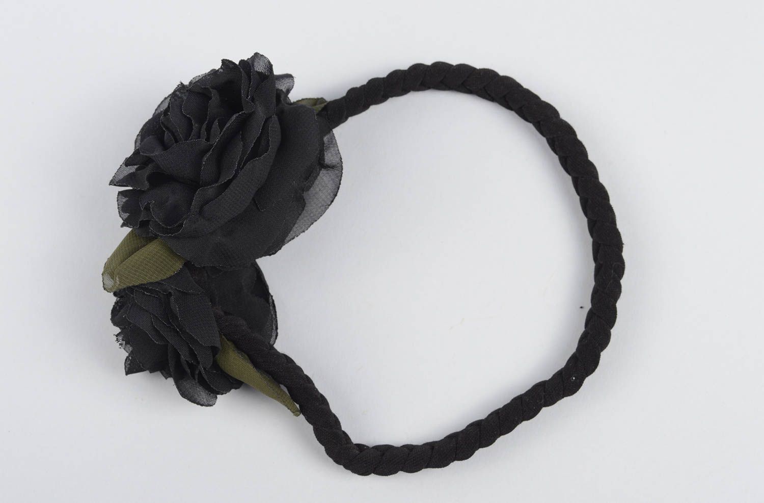 Handgefertigt Haarschmuck Blüte Haarband Blumen Designer Accessoire schwarz foto 4