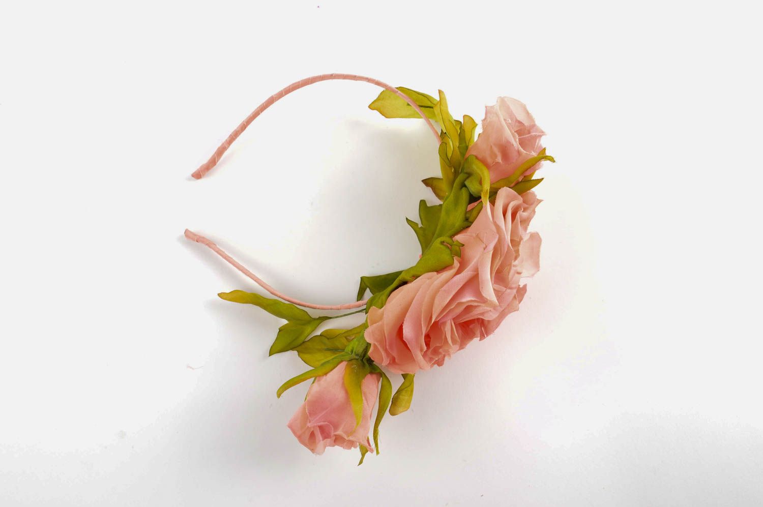Serre-tête fleurs fait main Accessoire cheveux pêche Cadeau original design photo 4
