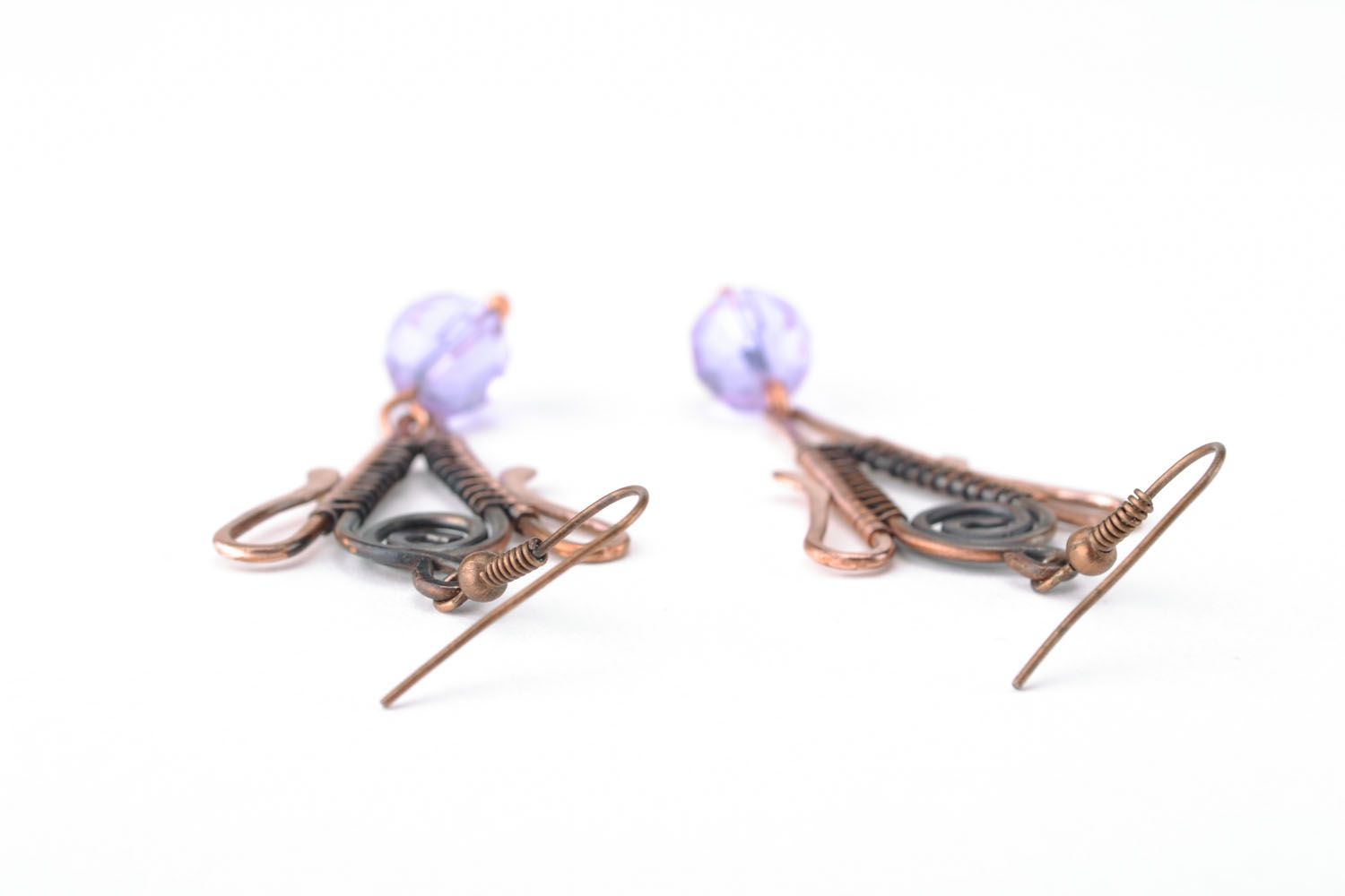 Wire wrap copper earrings photo 3