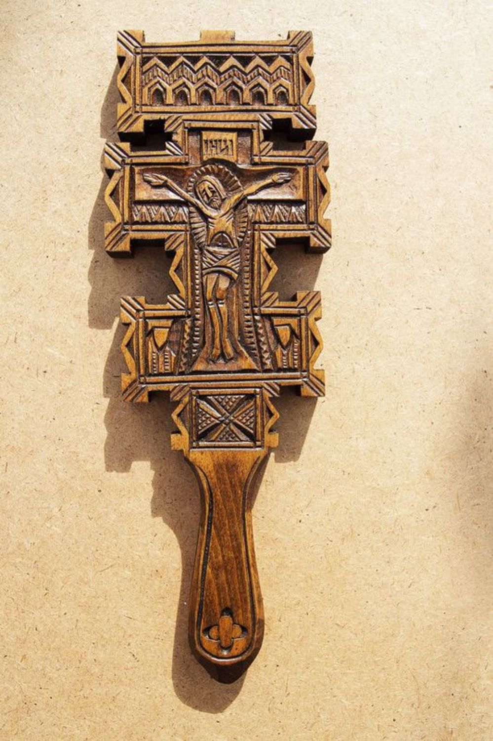 Wooden crucifix in antique style photo 2