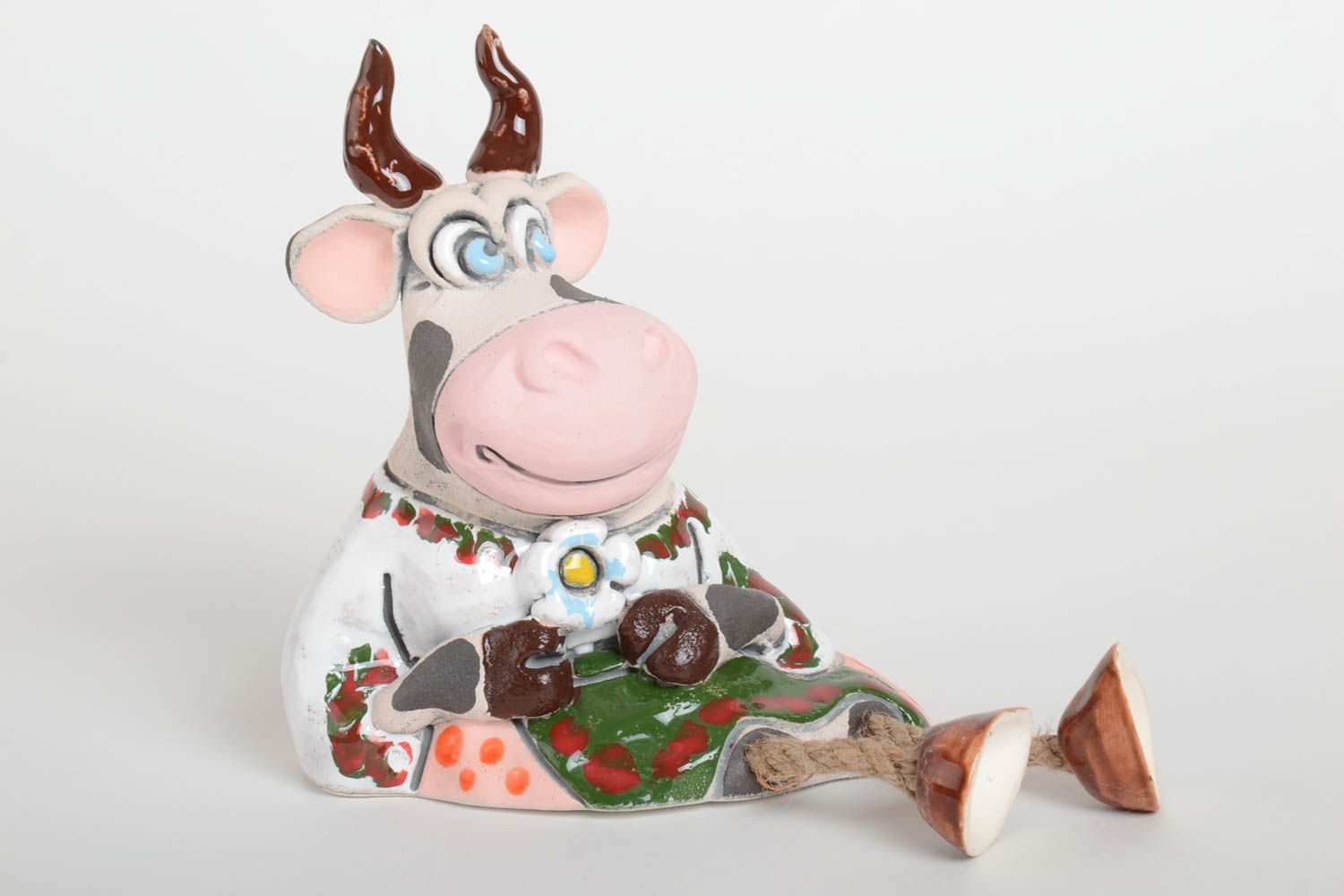 Tirelire vache faite main Figurine animal en céramique Cadeau original photo 2