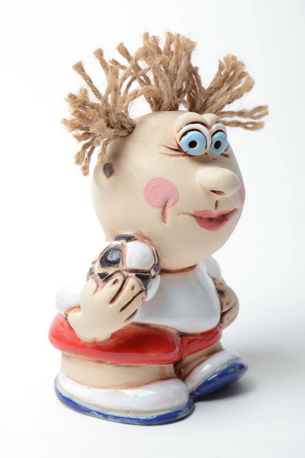 Figurine en céramique footballeur faite main décoration en demi-porcelaine photo 2