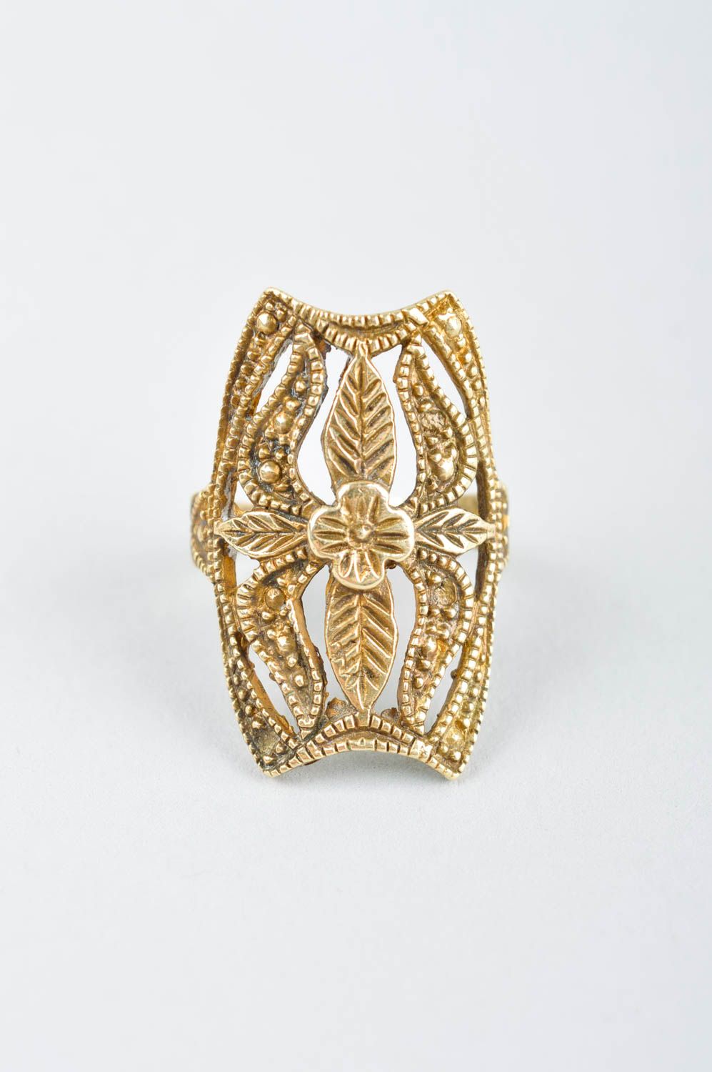Кольцо ручной работы кольцо из латуни металлическое украшение стильное большое фото 3