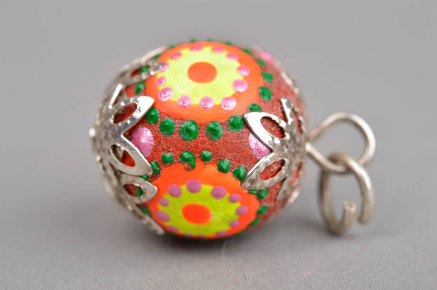 Handmade ball pendant painted wooden pendant artisan jewelry designs gift ideas photo 2