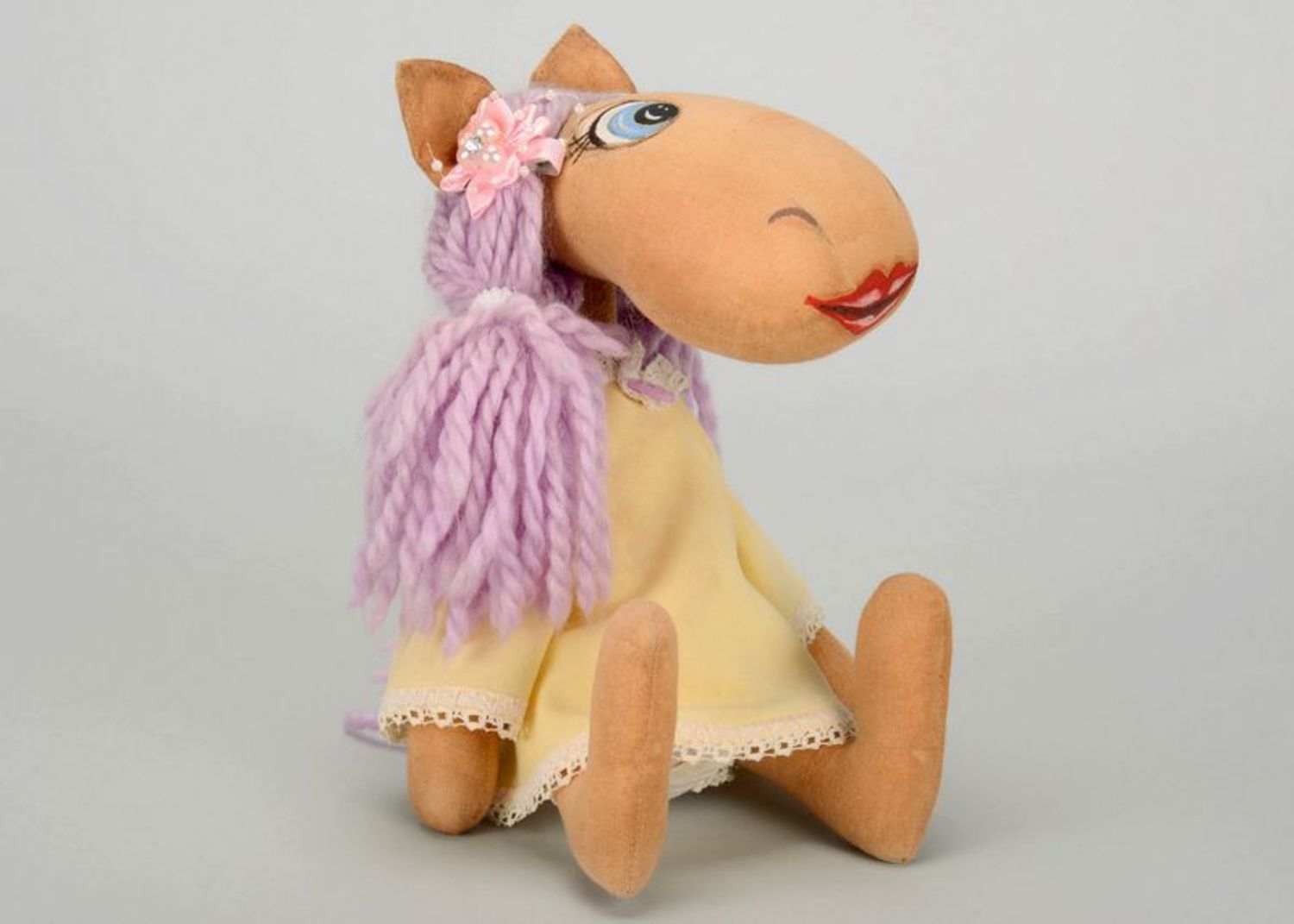Soft toy Tilda doll Horse with violet crest photo 3