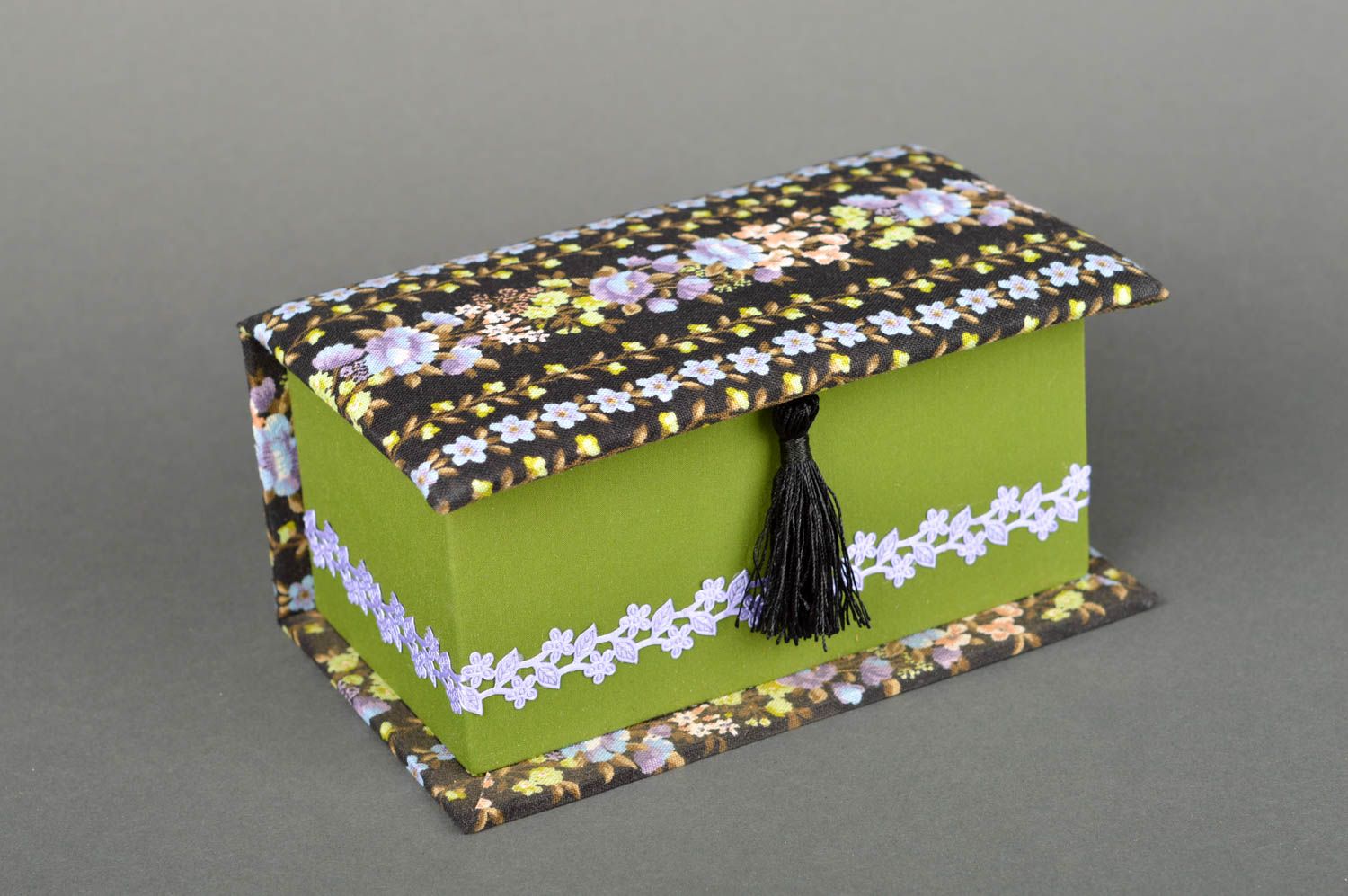 Handmade Schmuck Aufbewahrung grüne Schatulle aus Holz Geschenk für Frauen foto 1