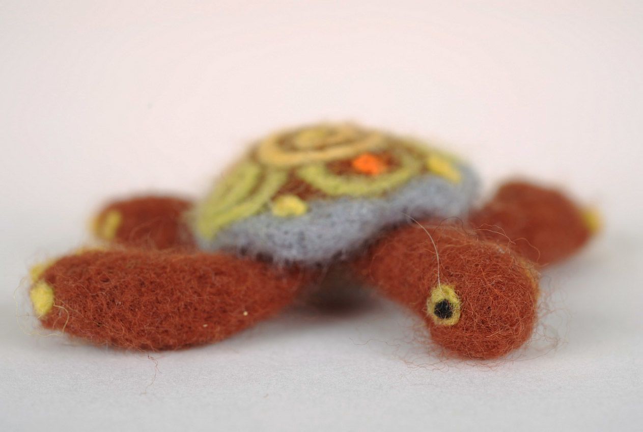 Brooch made using felting technique Big turtle photo 3