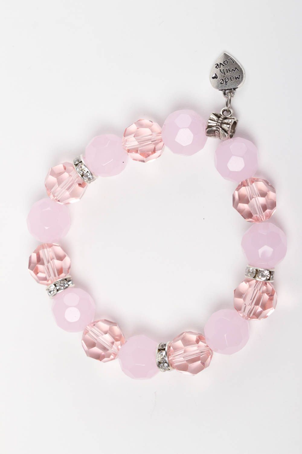 Bracelet en quartz rose Bijou fait main avec cristaux Cadeau pour femme photo 2