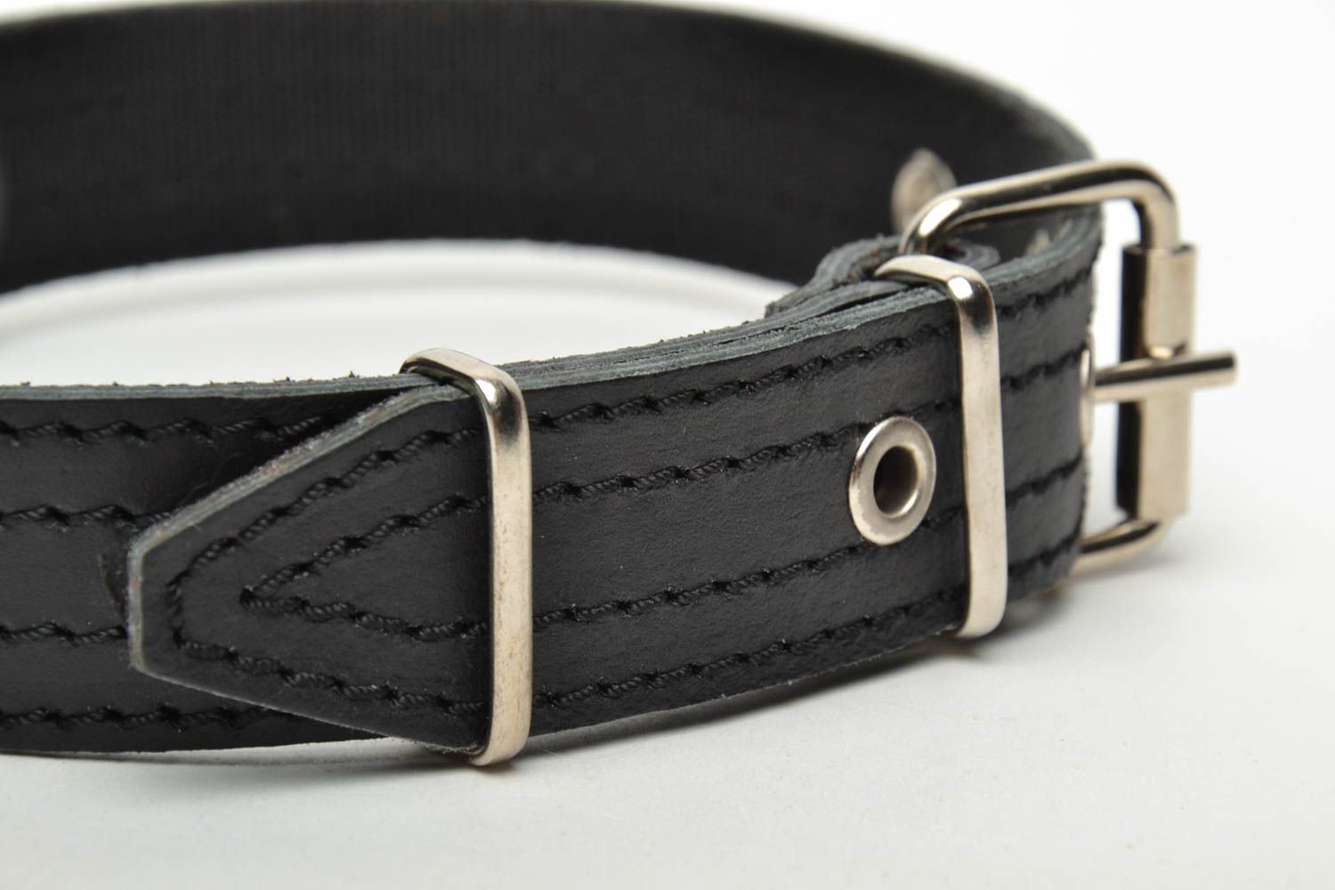 Black genuine leather collar photo 3