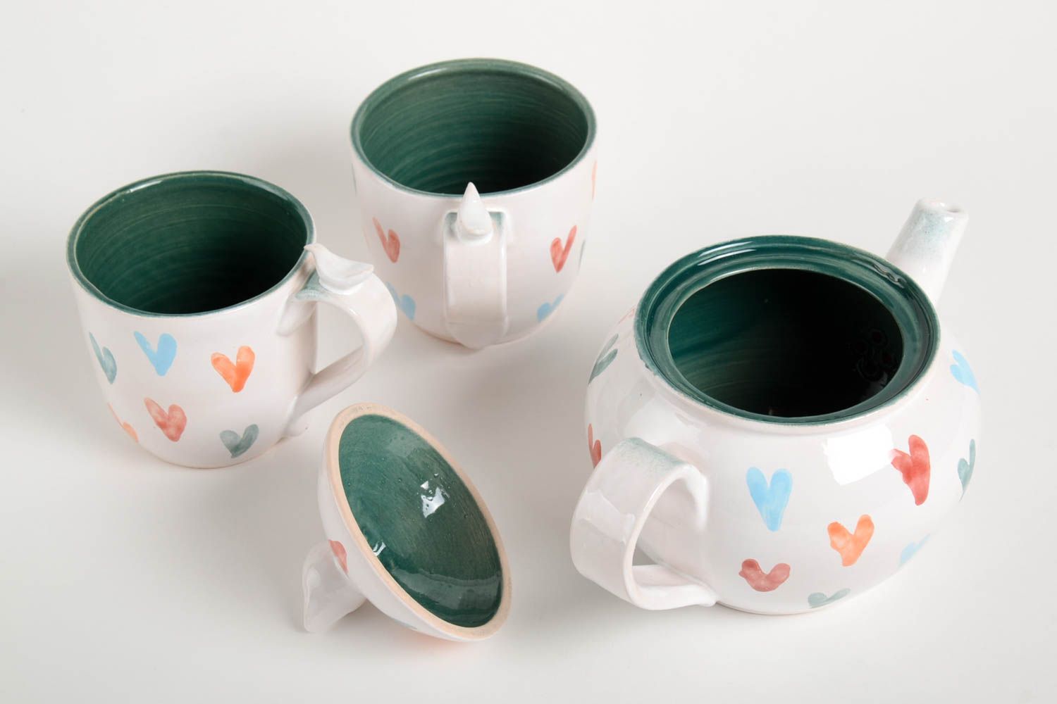 Geschirr Set handmade Keramik Tassen Teetassen mit Kanne Tee Tassen 2 St 200 ml foto 3