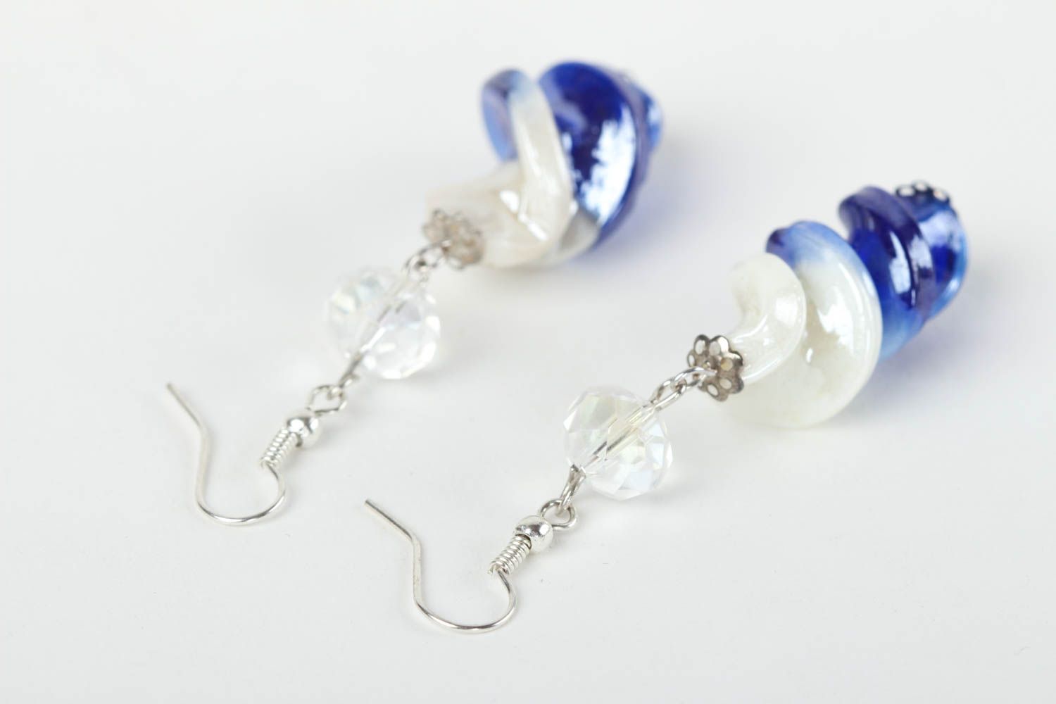 Handmade Glas Ohrringe ausgefallener Ohrschmuck Accessoire für Frauen lang  foto 4