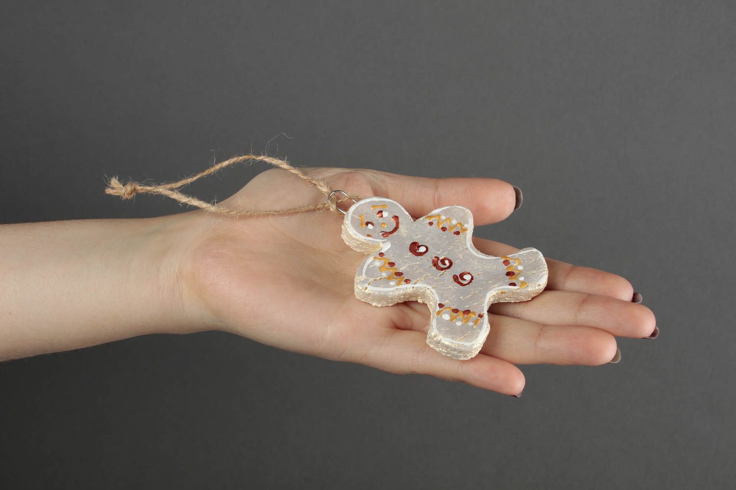 Figura decorativa hecha a mano blanca adorno de fin de año regalo artesanal foto 2