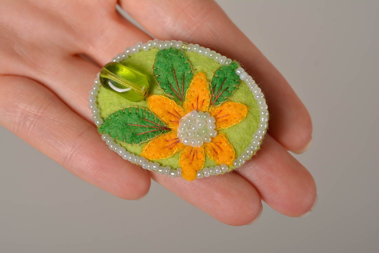 Beautiful handmade textile brooch handmade accessories best gifts for her photo 3