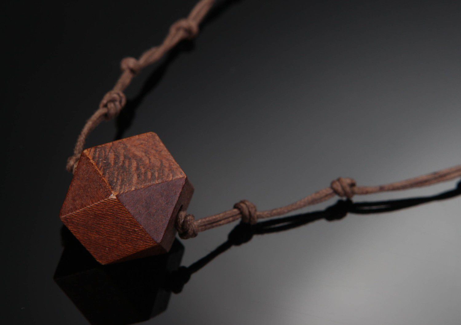 Necklace with wooden element, handmade photo 1