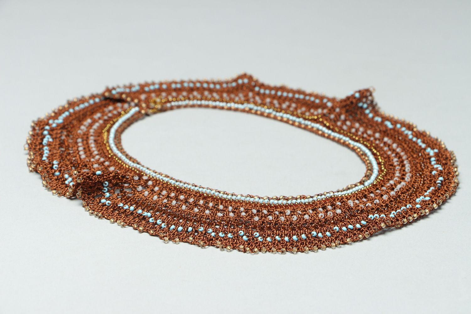 Brown crochet necklace photo 3