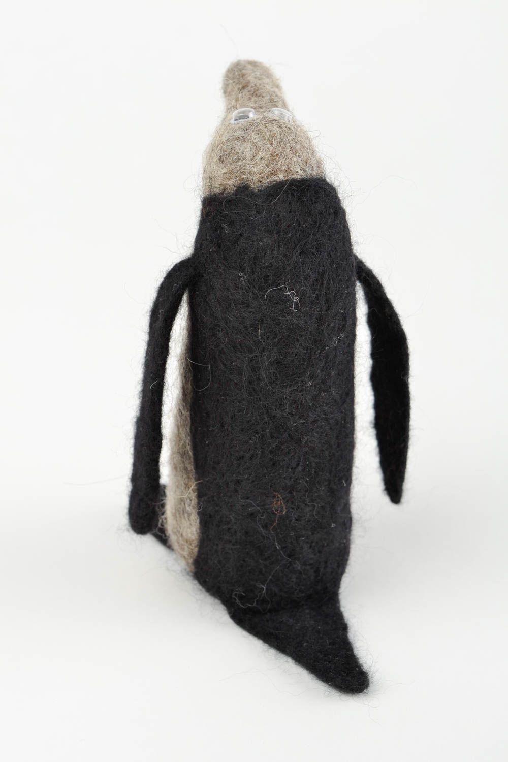 Jouet pingouin gris-noir Peluche faite main en laine feutrée Cadeau pour enfant photo 5