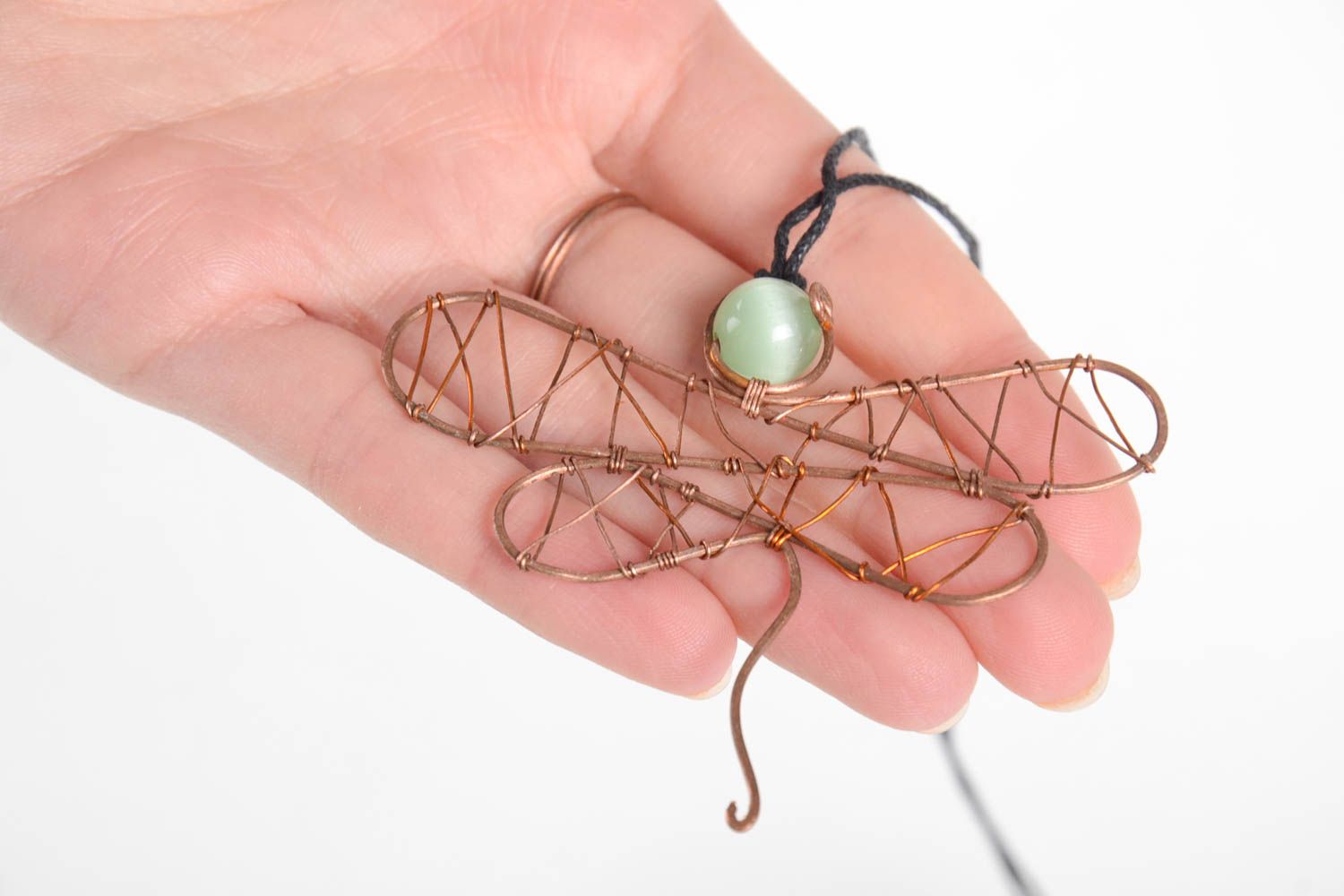 Unusual handmade metal ring metal pendant wire wrap ideas costume jewelry set photo 4